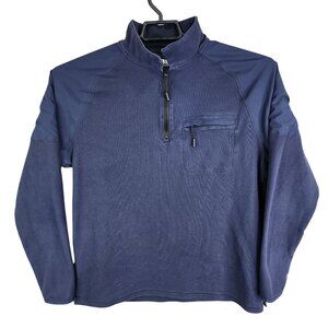 Mens Navy Blue Bass Outdoor Pullover Sweatshirt 1/2 Zip Long Sleeve Mock Neck M